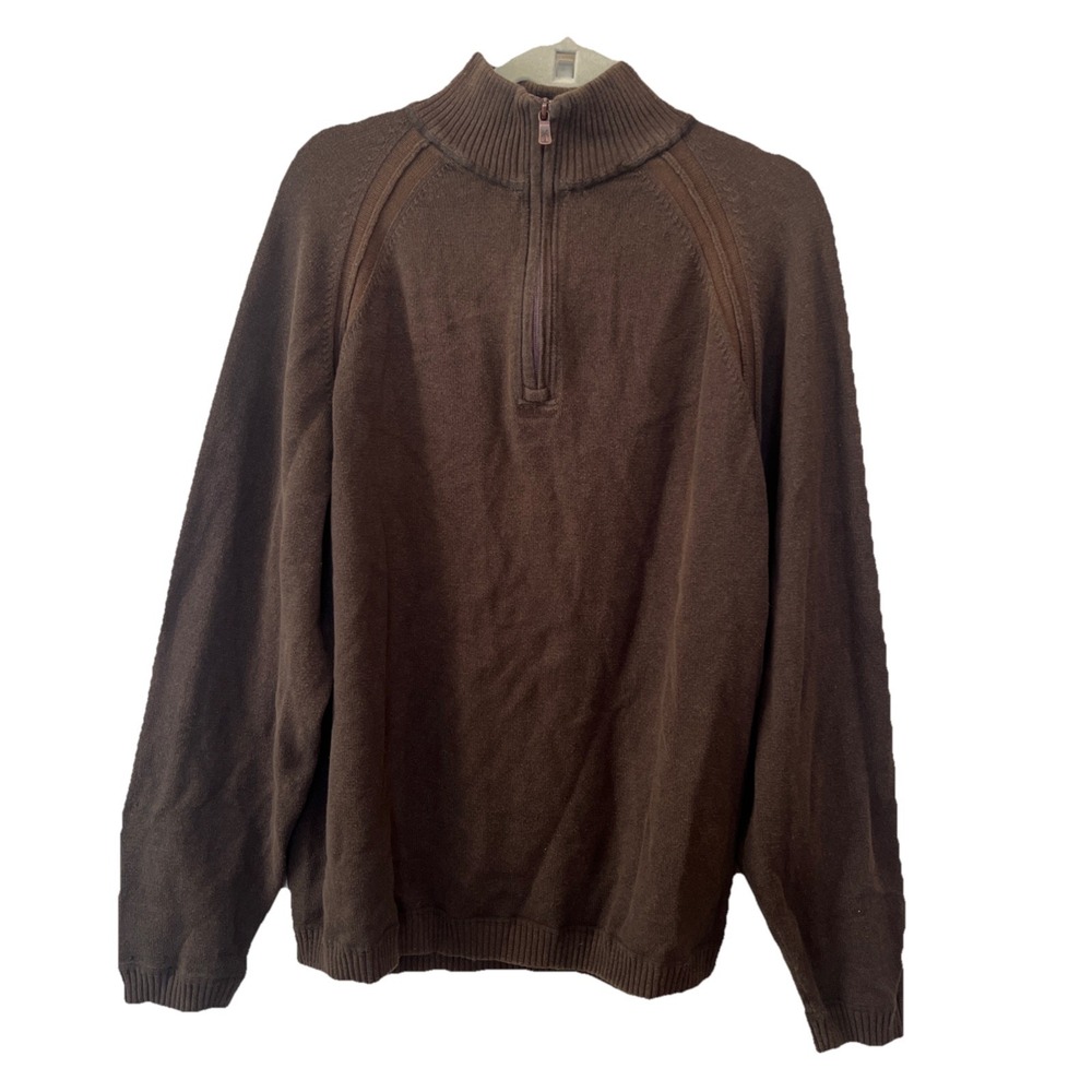 Tommy Bahama 1/4 Zip Pullover Sweater Men's XL Long Sleeve Olive Green Mock EUC - Picture 4 of 11